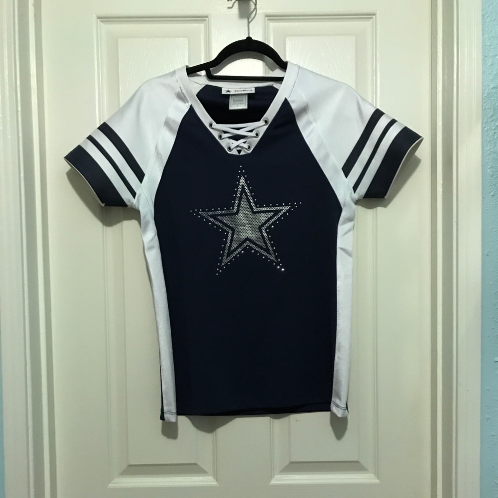 Dallas Cowboys top with sequin star, lace-up front